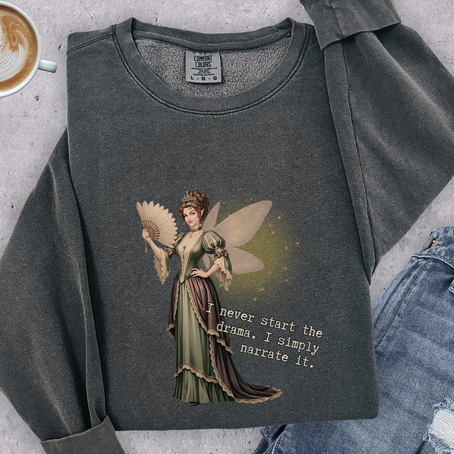 Drama Narrator Fairy Sweatshirt | Comfort Colors Garment Dyed Lightweight Crewneck