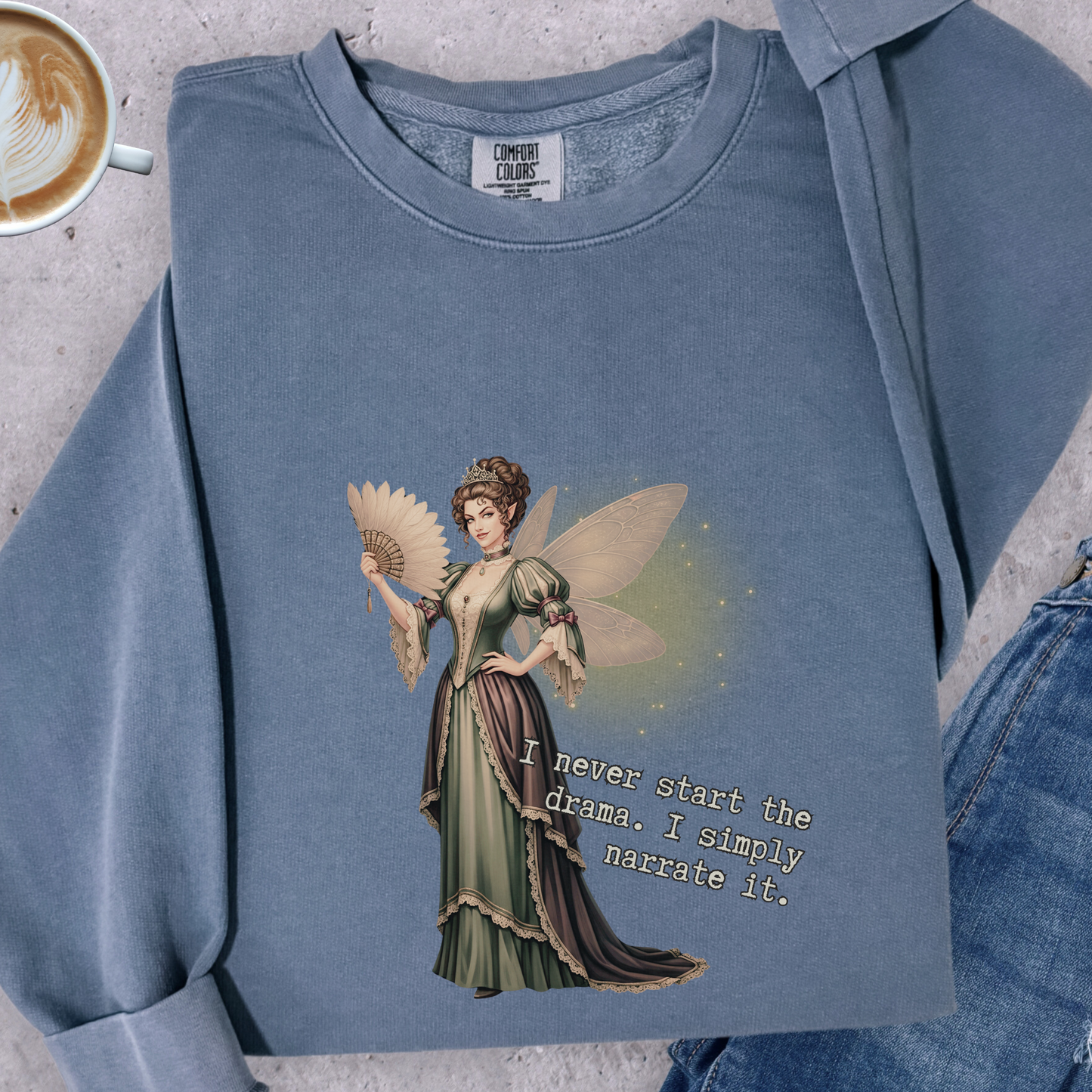 Drama Narrator Fairy Sweatshirt | Comfort Colors Garment Dyed Lightweight Crewneck