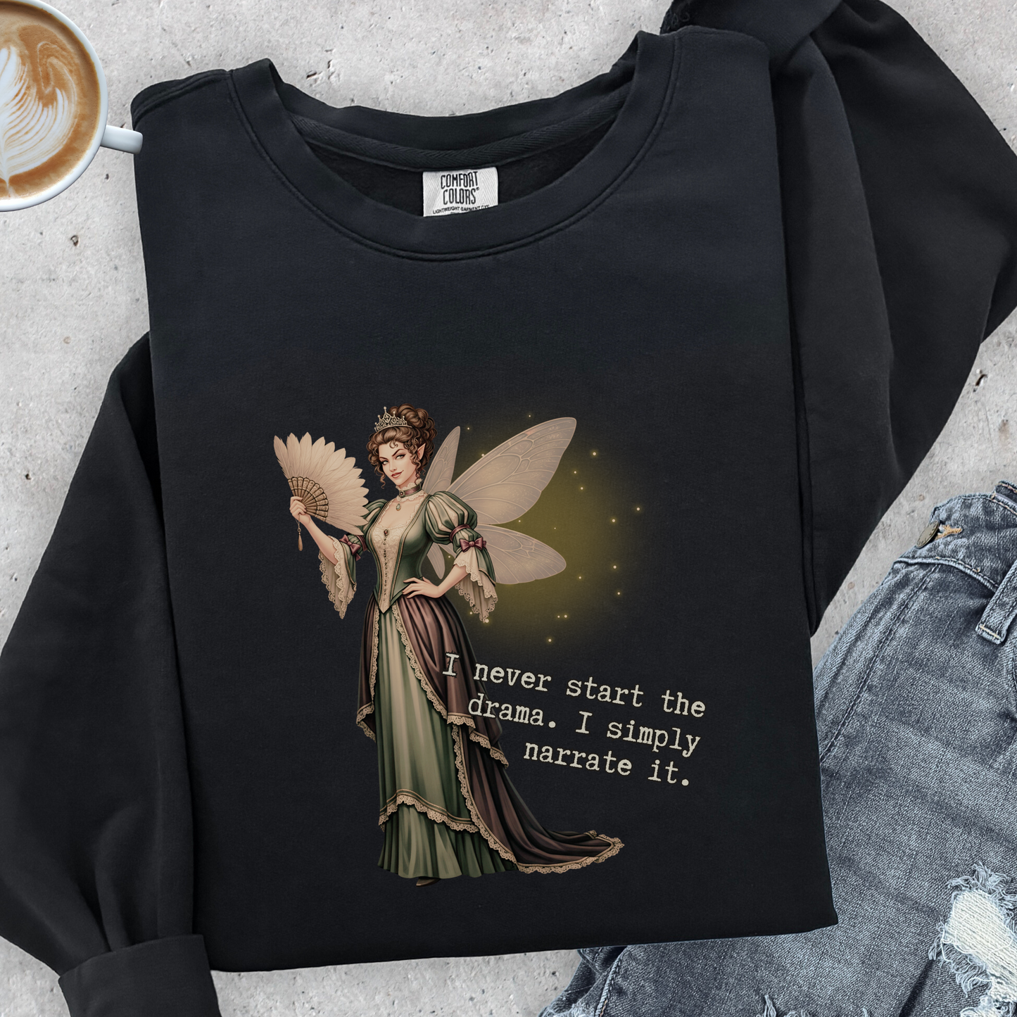 Drama Narrator Fairy Sweatshirt | Comfort Colors Garment Dyed Lightweight Crewneck