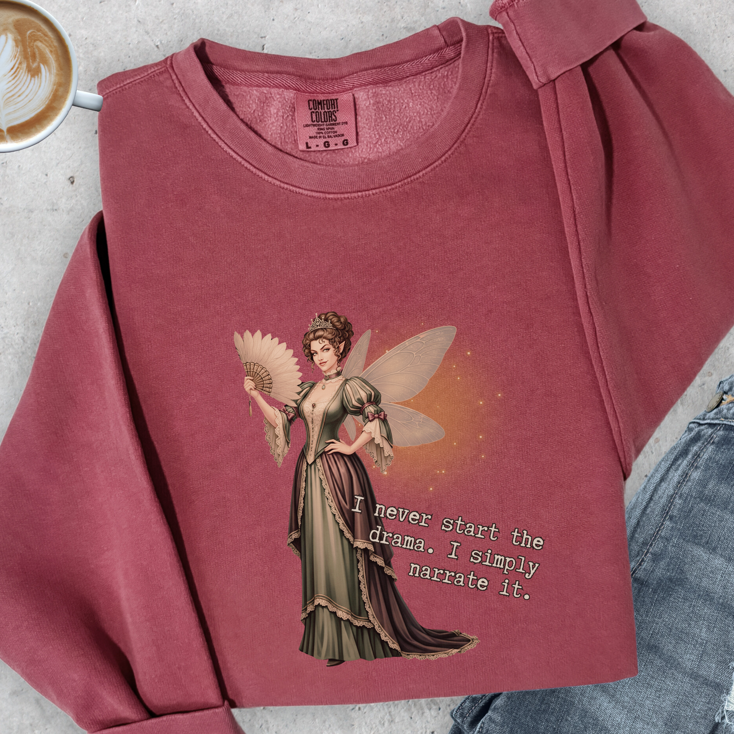 Drama Narrator Fairy Sweatshirt | Comfort Colors Garment Dyed Lightweight Crewneck