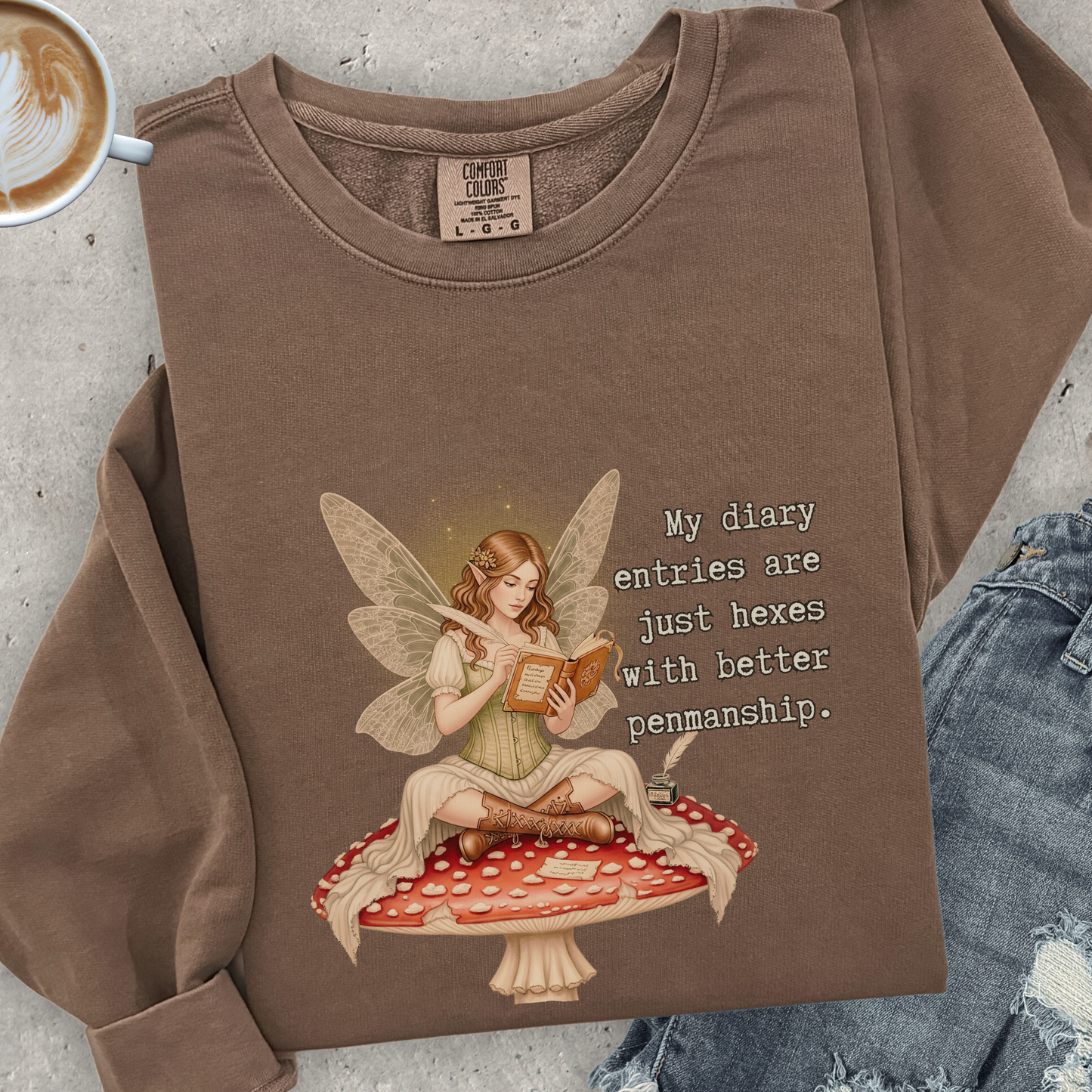 Hexes with Better Penmanship Fairy Sweatshirt | Comfort Colors Garment Dyed Lightweight Crewneck