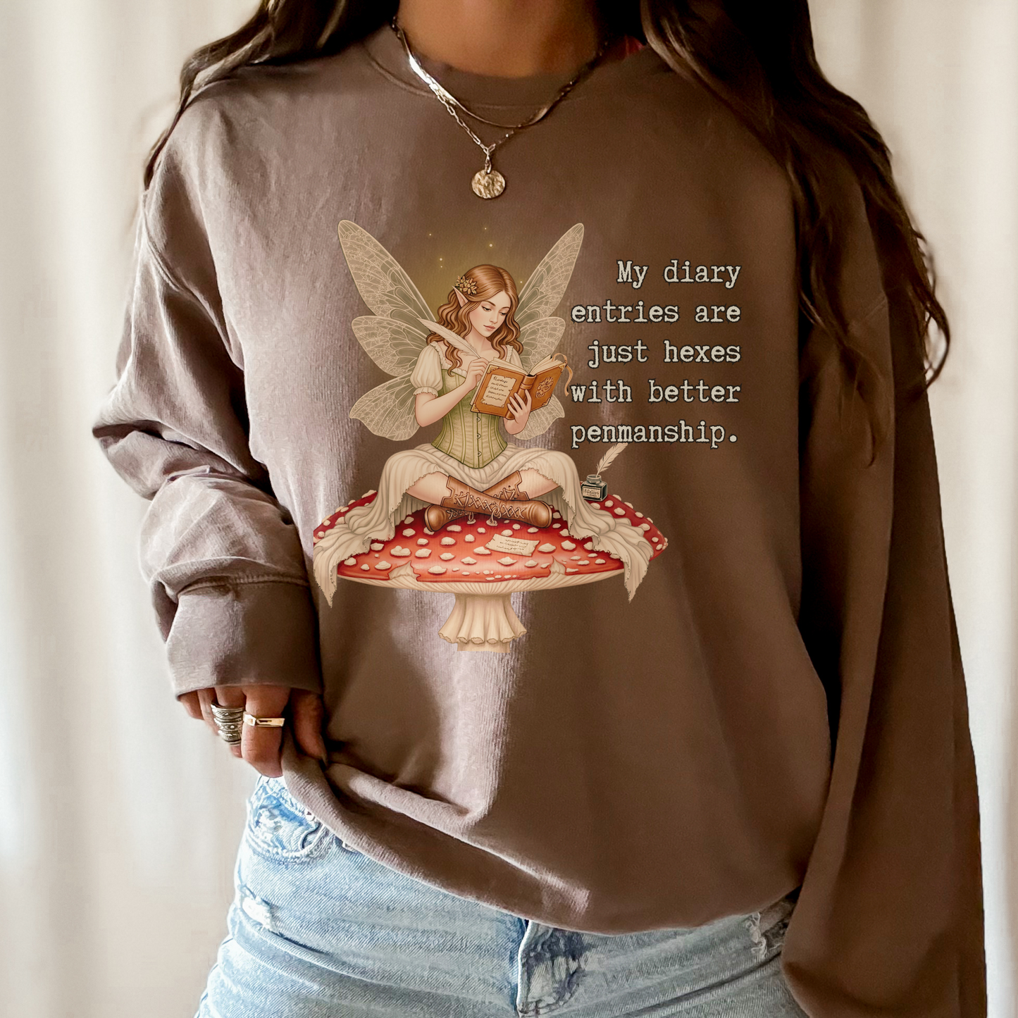 Hexes with Better Penmanship Fairy Sweatshirt | Comfort Colors Garment Dyed Lightweight Crewneck
