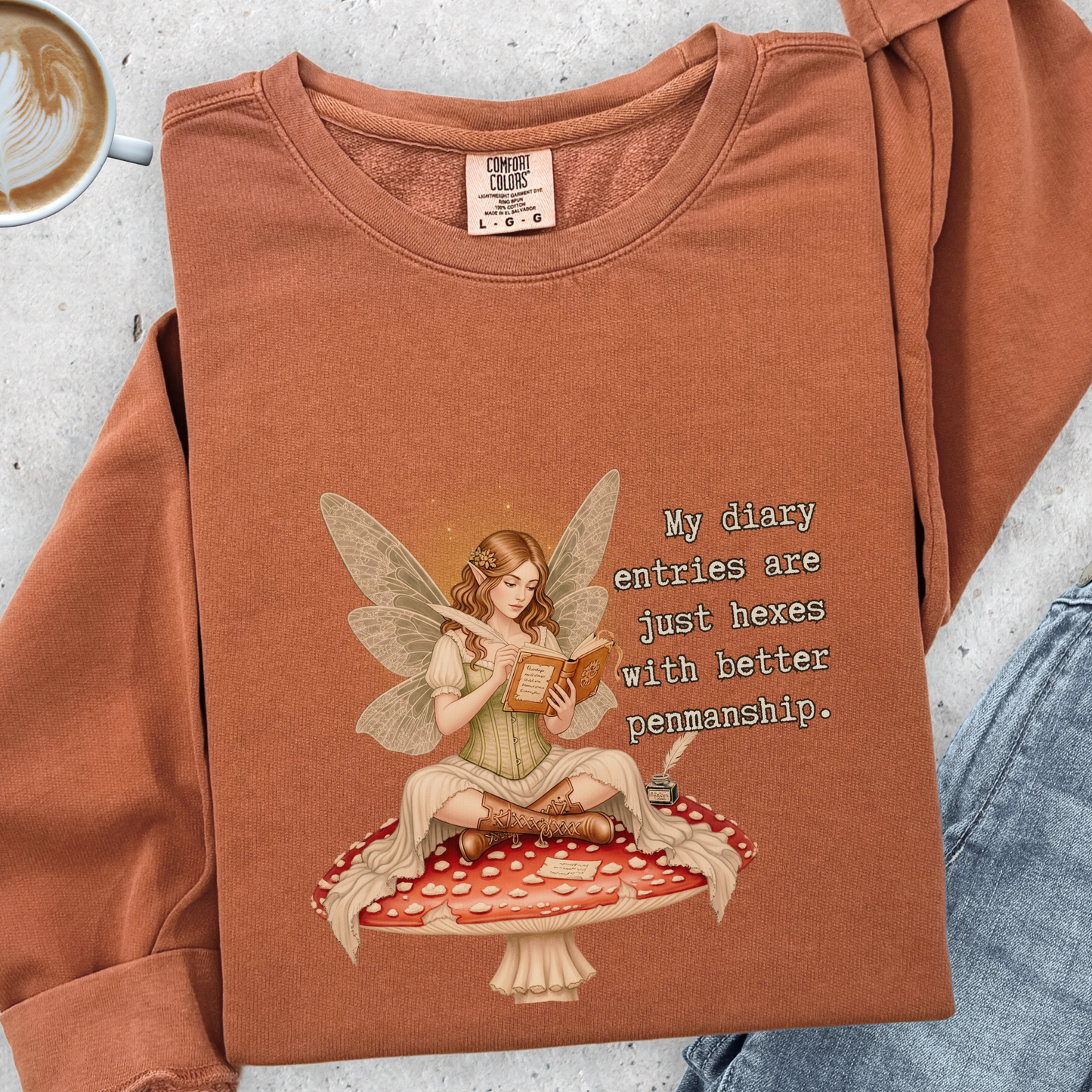 Hexes with Better Penmanship Fairy Sweatshirt | Comfort Colors Garment Dyed Lightweight Crewneck