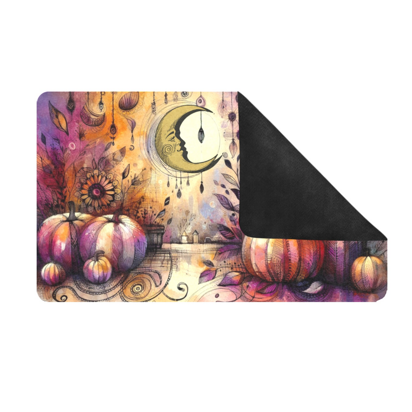 Dreamy Autumn Pumpkin Moon Doormat | Boho Fall Welcome Mat