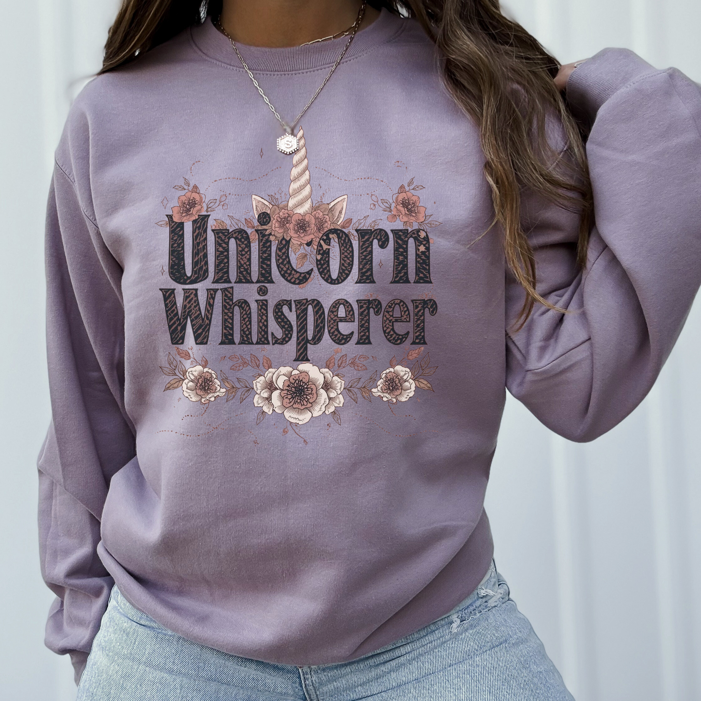 Unicorn Whisperer Sweatshirt | Mystical Fantasy Pullover | Whimsical Floral Unicorn Crewneck