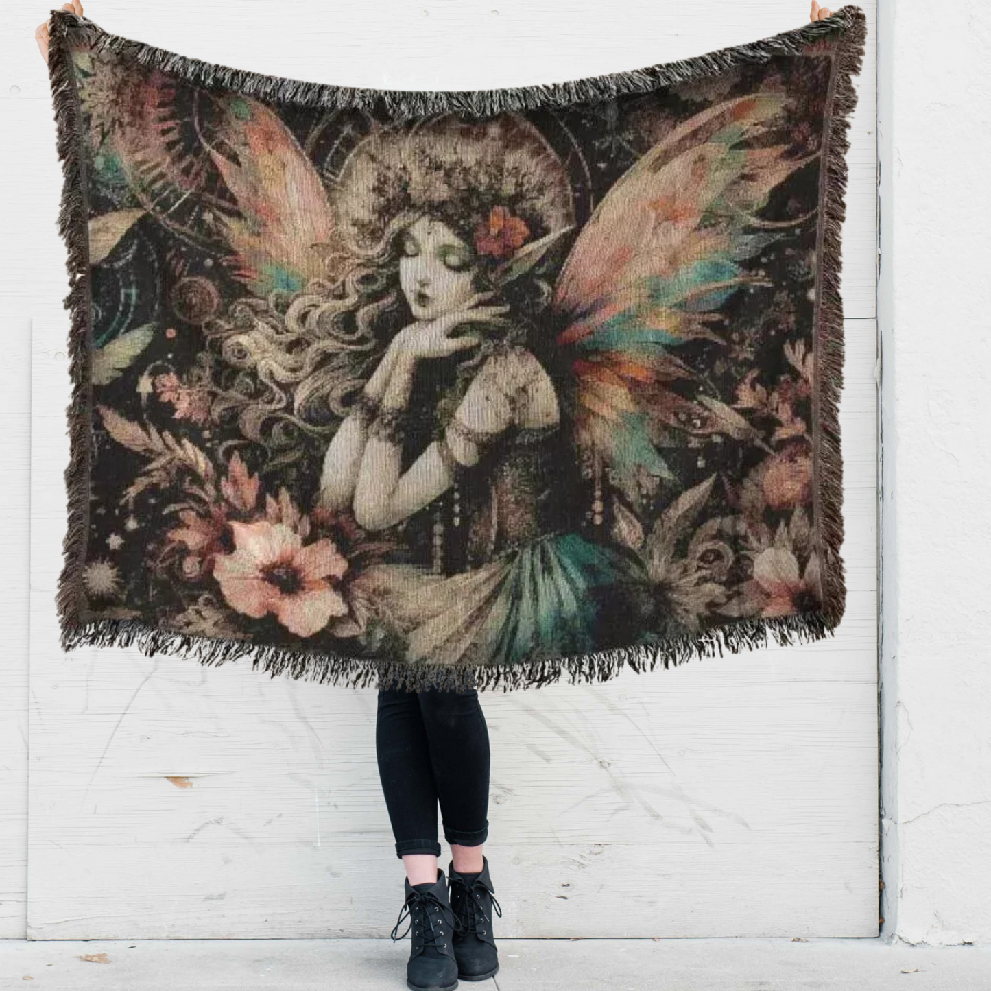 Woven Blanket - Dreamy Vintage Cosmic Fairy