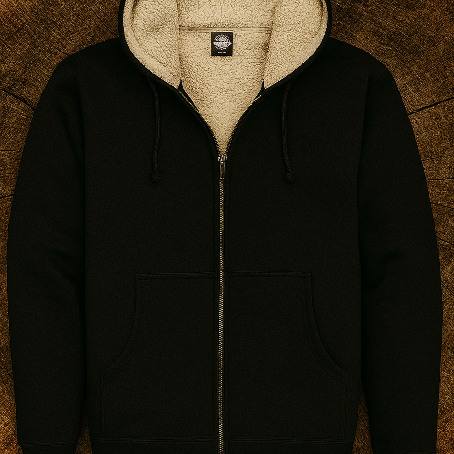 Checkerboard Mushroom Hoodie | Cozy Sherpa Zip-Up Jacket
