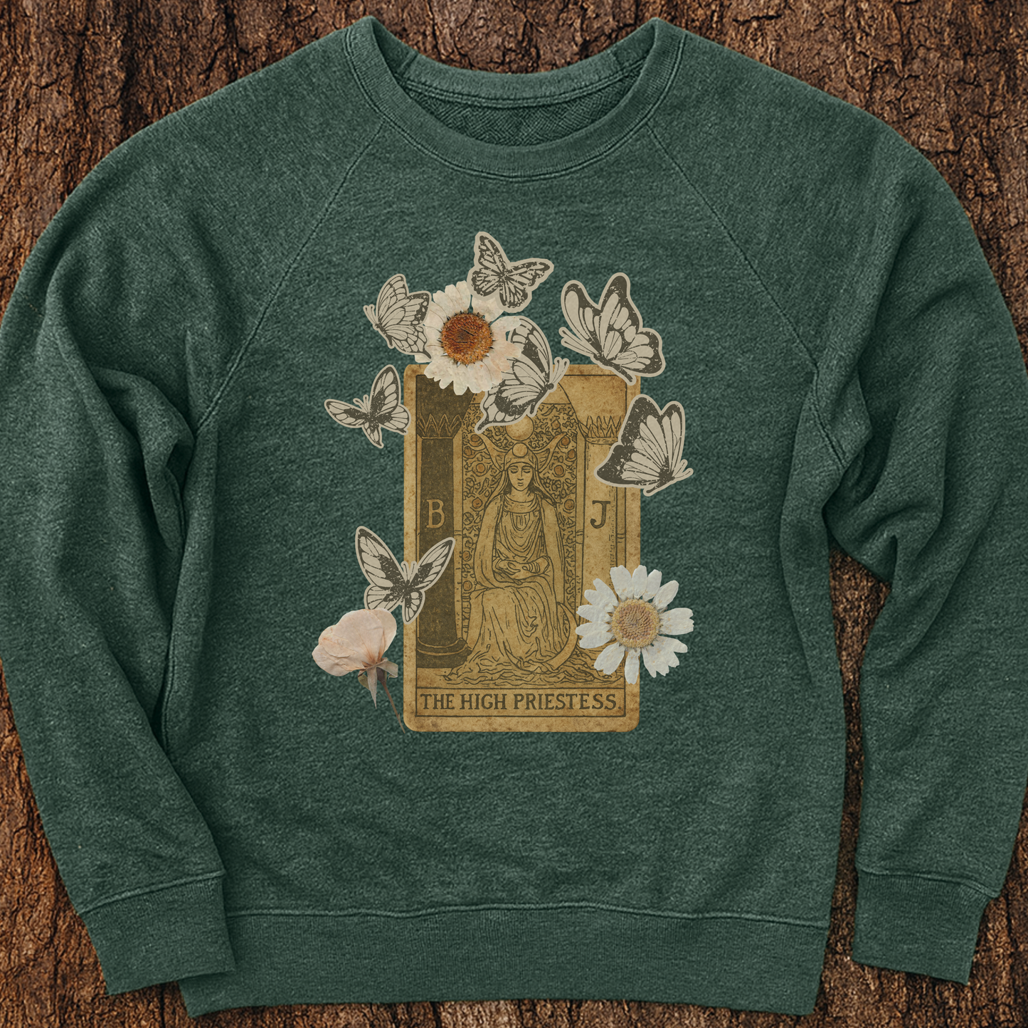 High Priestess Tarot Sweatshirt | Bella + Canvas Fleece | Mystical Butterfly & Flower Design