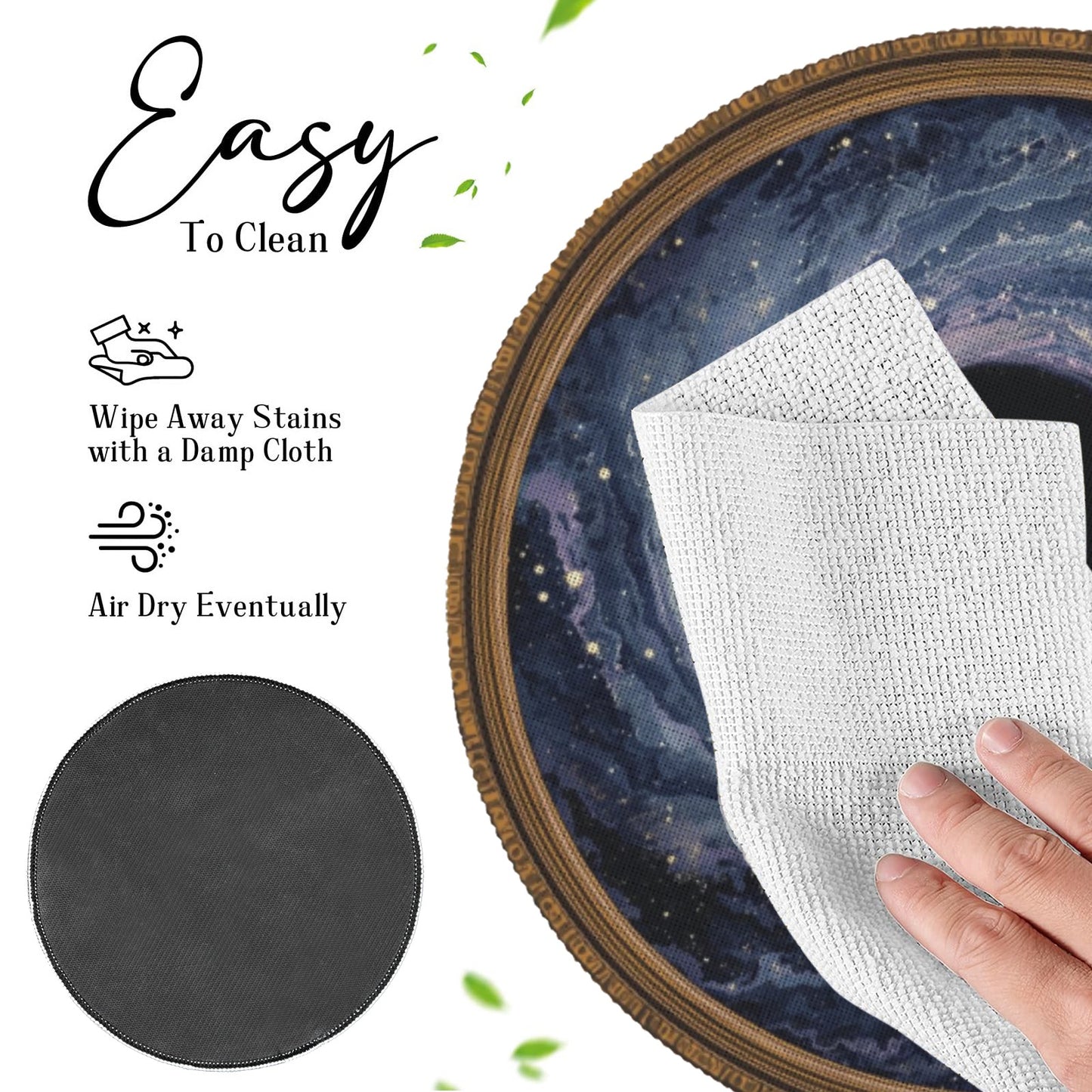 Black Hole Placemats (Set of 4) | Round Cosmic Table Mats, Funny Galaxy Dining Decor That Eats Your Forks