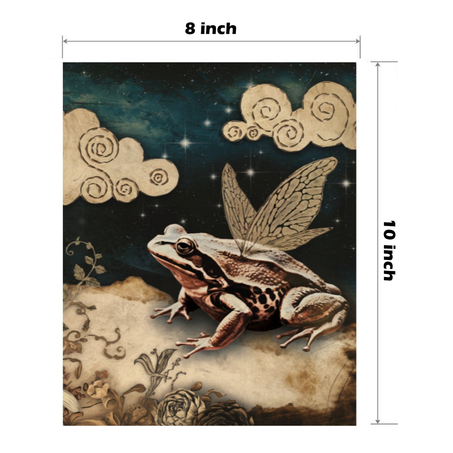Fairy Frog Wood Panel 8x10 Wall Art | Fantasy Woodland Decor | Magical Frog with Wings
