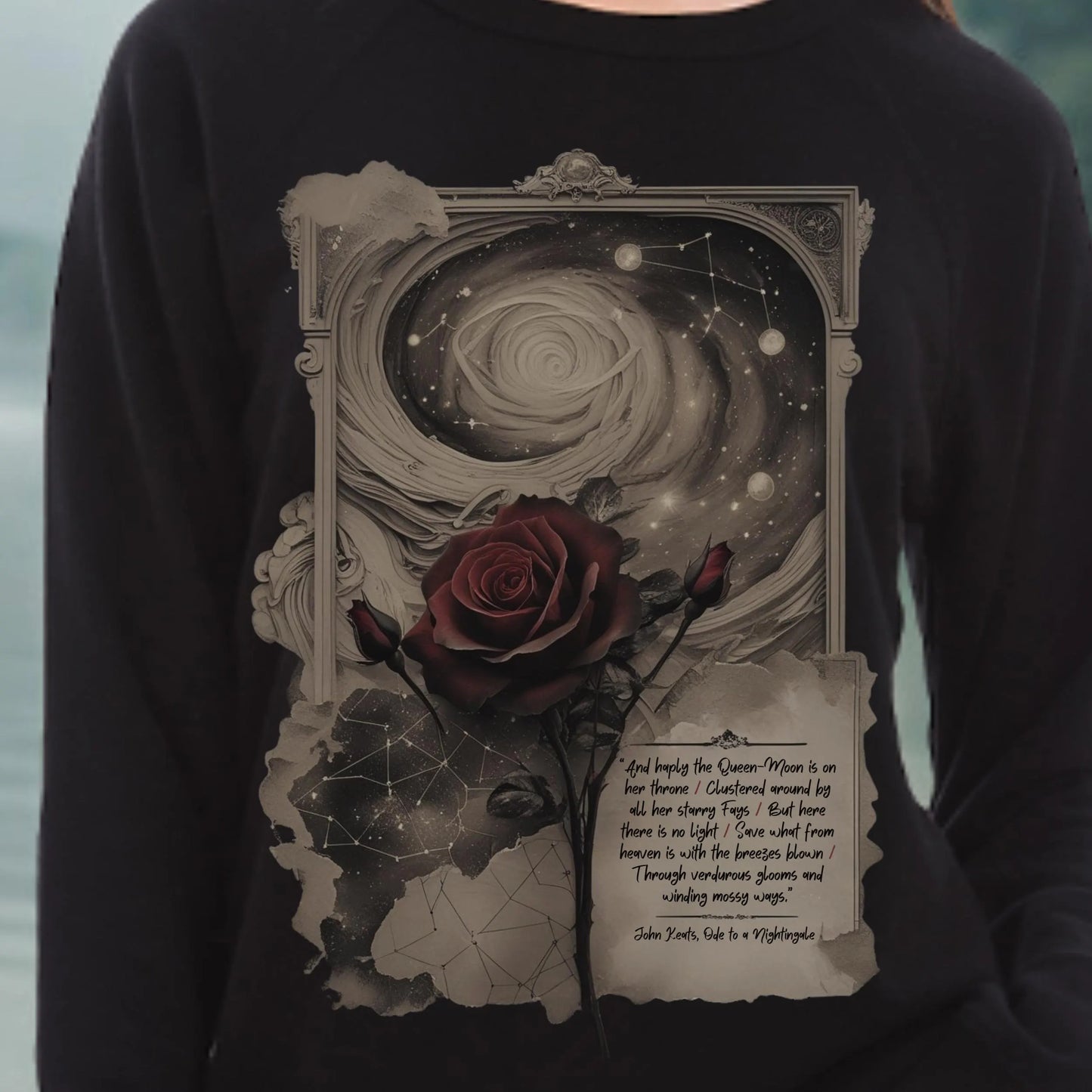 Celestial Rose Keats Sweatshirt | Gothic Poetry Pullover