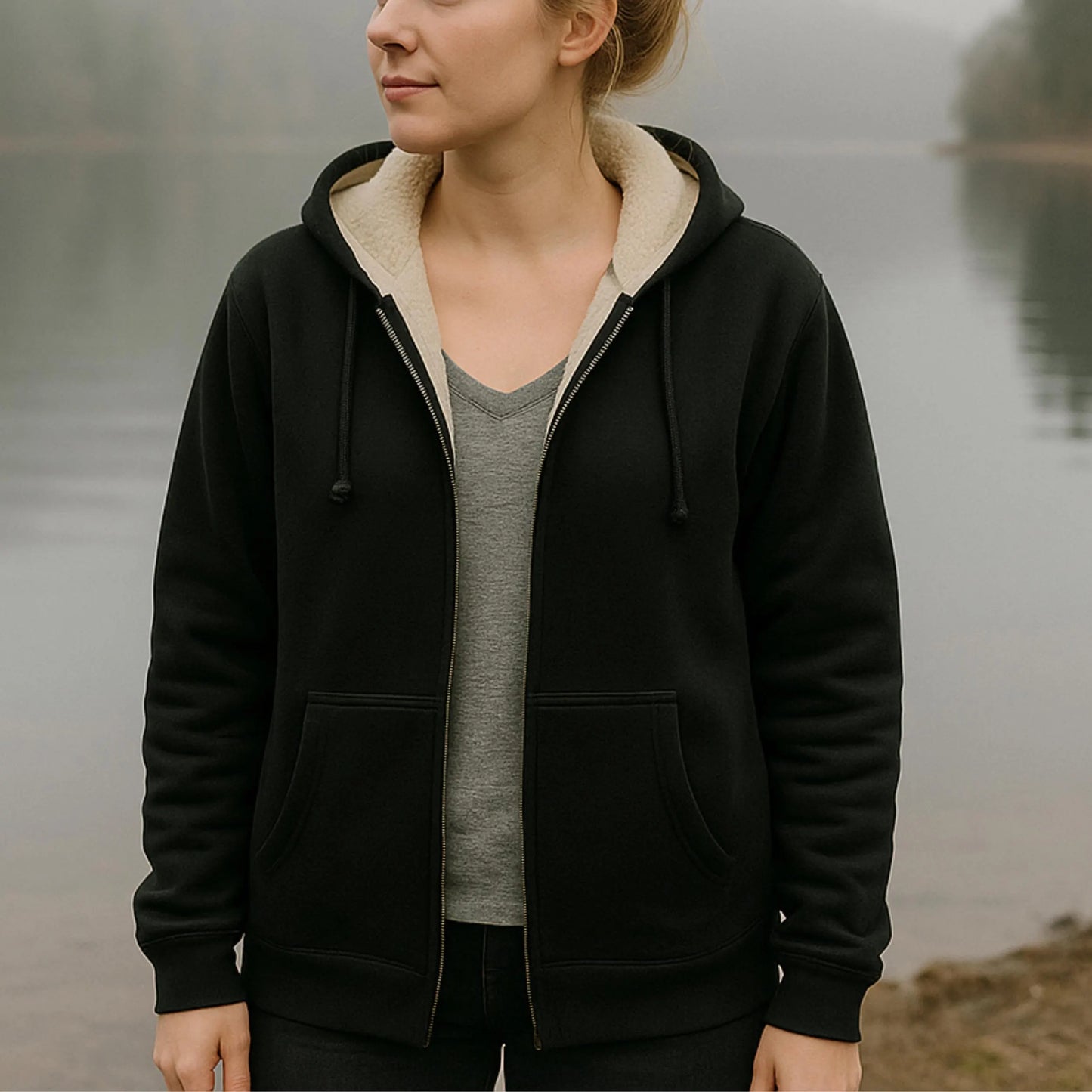 Fairy Sherpa Hoodie | Mushroom & Flower Fantasy Zip-Up Jacket