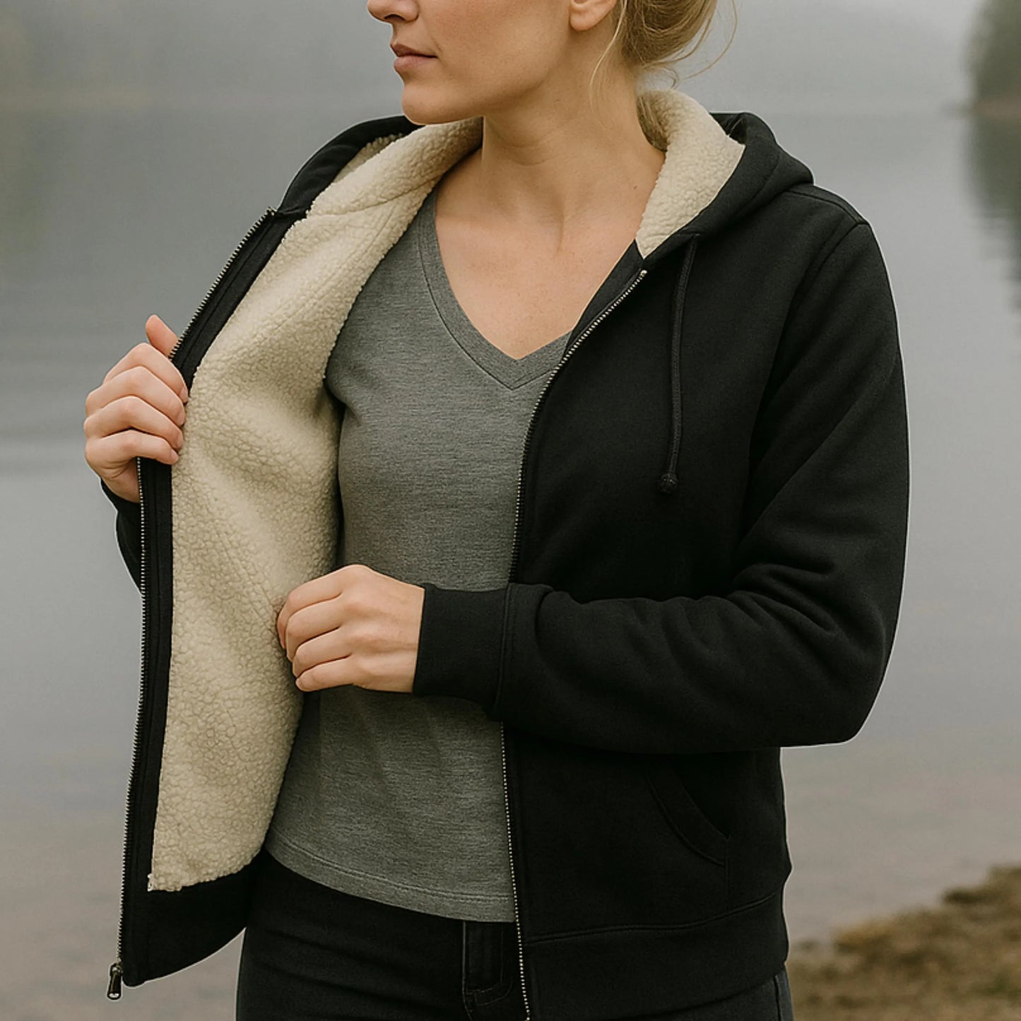 Fairy Sherpa Hoodie | Mushroom & Flower Fantasy Zip-Up Jacket