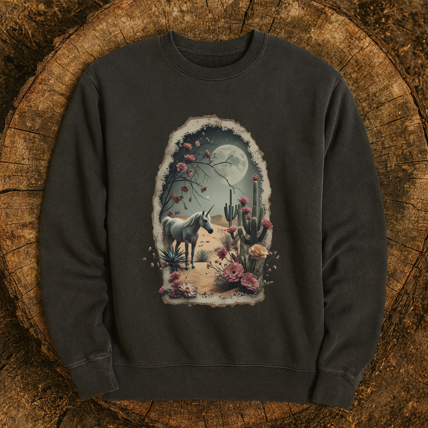Desert Moon Unicorn Sweatshirt | Independent Trading Co. Pigment Dyed Crewneck