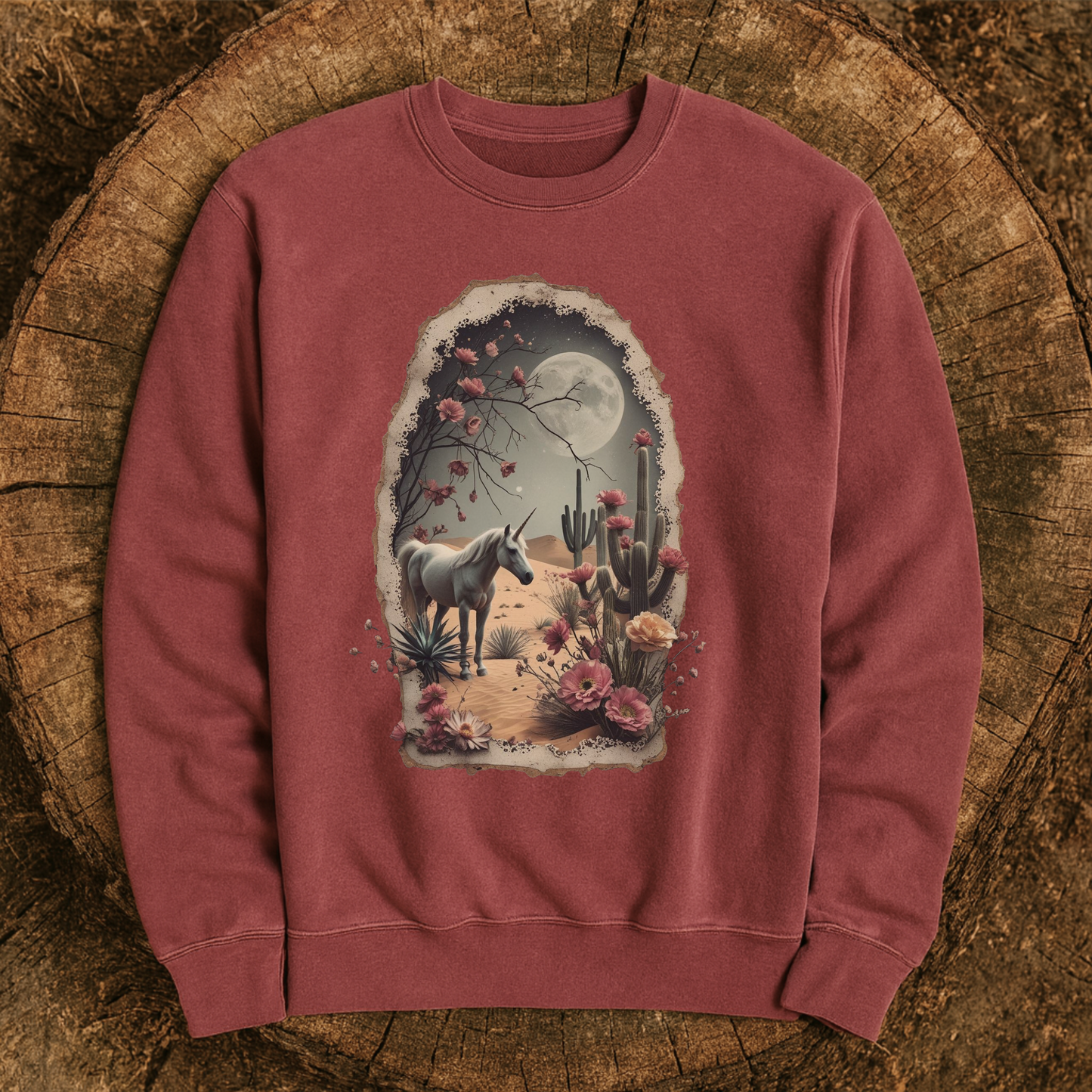 Desert Moon Unicorn Sweatshirt | Independent Trading Co. Pigment Dyed Crewneck