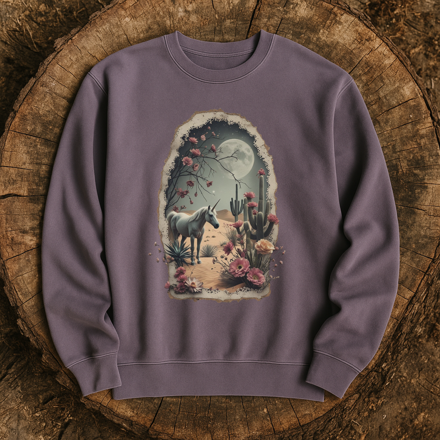 Desert Moon Unicorn Sweatshirt | Independent Trading Co. Pigment Dyed Crewneck