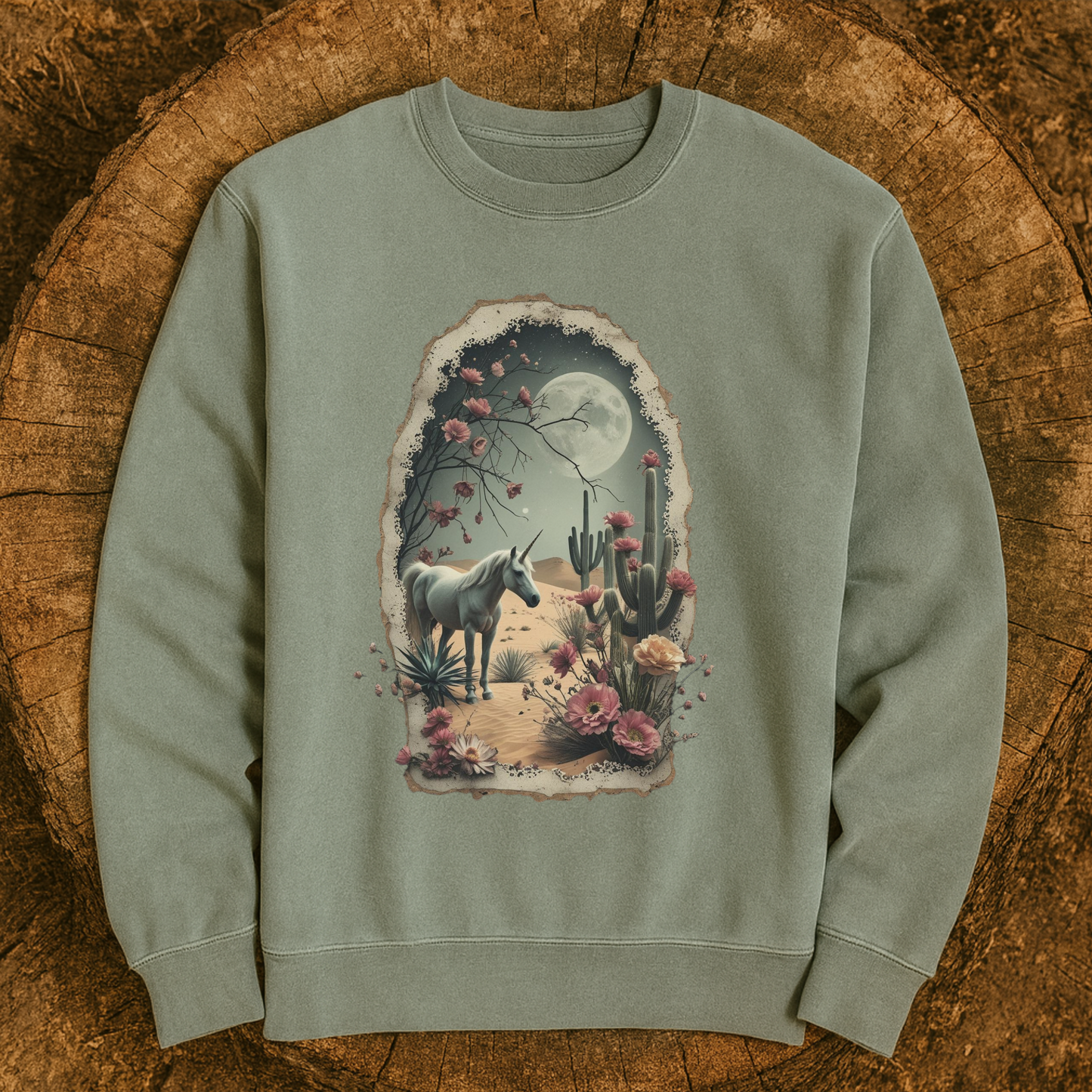 Desert Moon Unicorn Sweatshirt | Independent Trading Co. Pigment Dyed Crewneck
