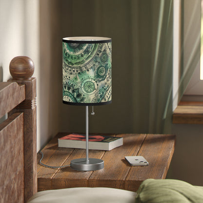 Boho Table Lamp - Sea Green Mandala Pattern