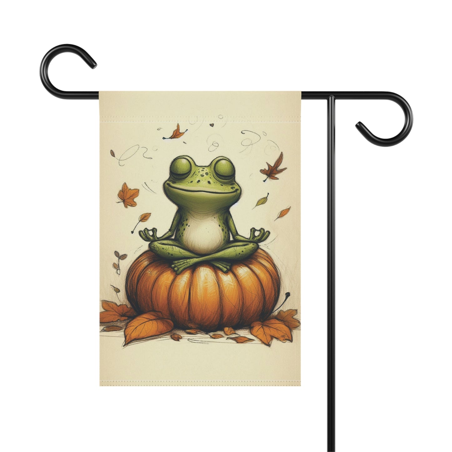 Porch or Yard Flag / Garden Banner - Zen Autumn Frog