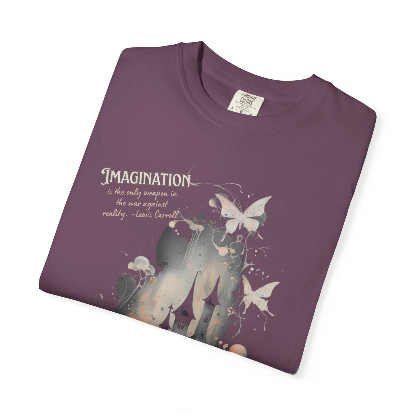 Imagination Is the Only Weapon Shirt - Lewis Carroll Castle & Butterfly Tee, Comfort Colors Garment Dyed Unisex T-Shirt