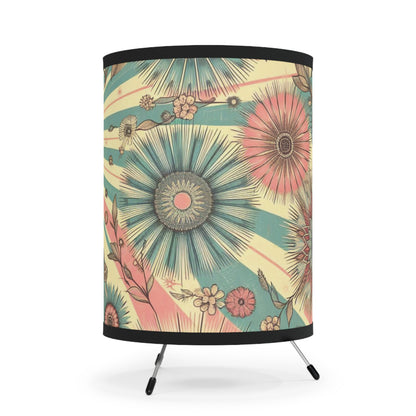 Retro Sun Ray Tripod Lamp - Vintage Pink, Teal & Cream Design - 50s & 60s Grandma Chic Lighting - Cozy Lighting