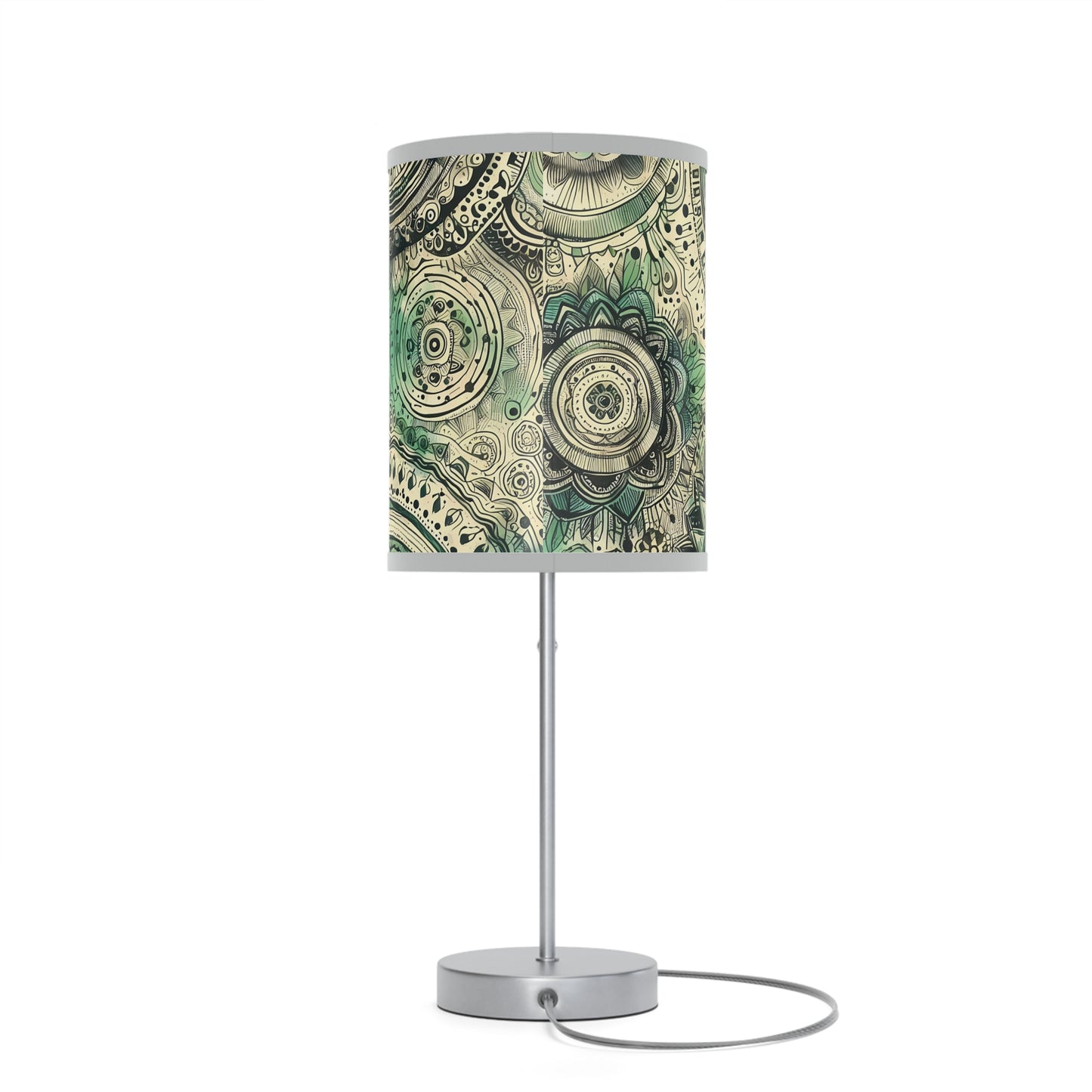 Boho Table Lamp - Sea Green Mandala Pattern