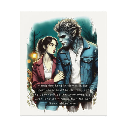 Stroll with a Teenage Werewolf (Beautiful Monsters Collection) - Textured Watercolor Matte Poster