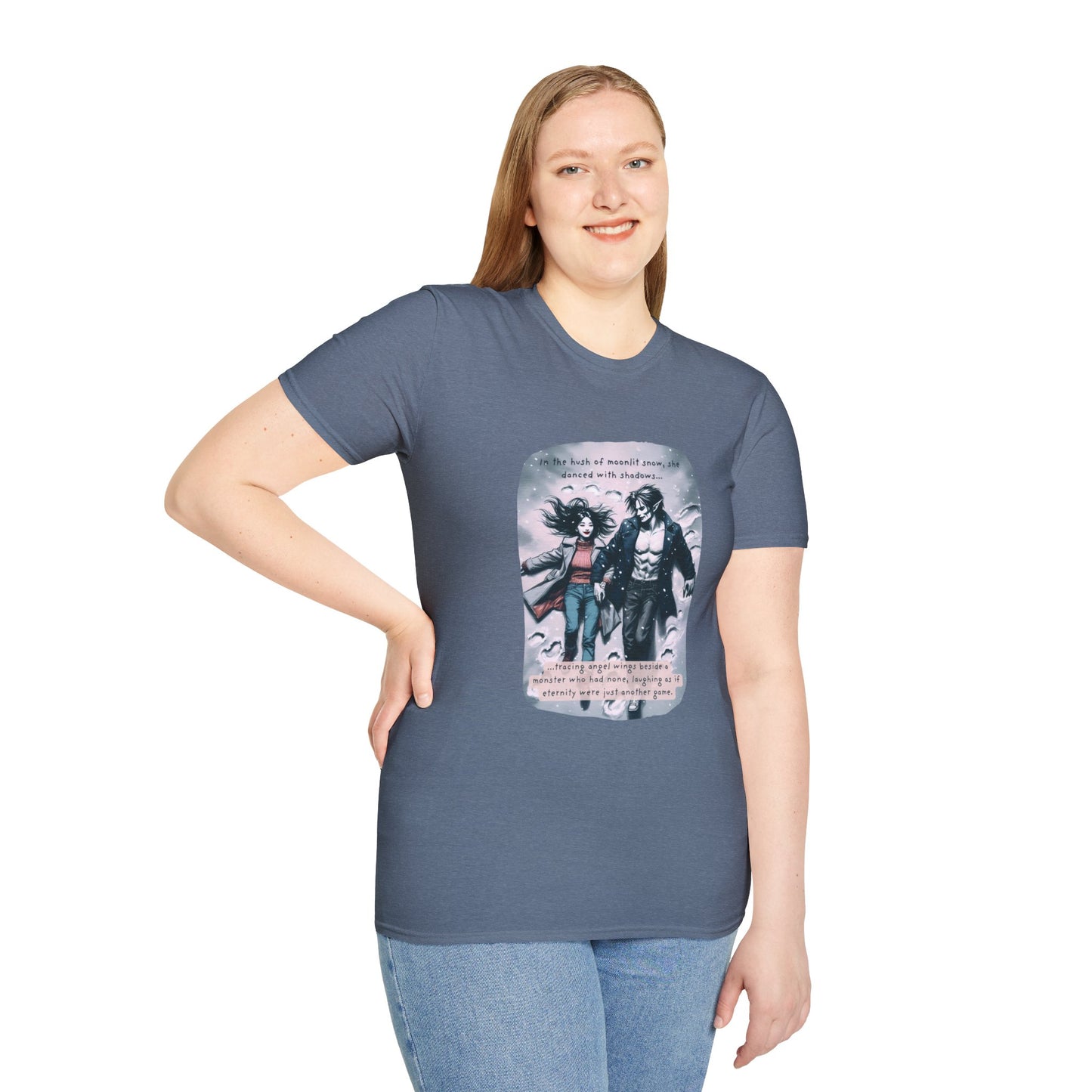 Snow Angels and Shadows (Beautiful Monsters Collection) - Unisex Softstyle T-Shirt, Multiple Colors Available