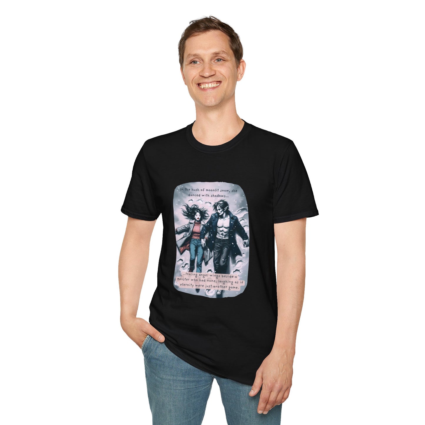 Snow Angels and Shadows (Beautiful Monsters Collection) - Unisex Softstyle T-Shirt, Multiple Colors Available