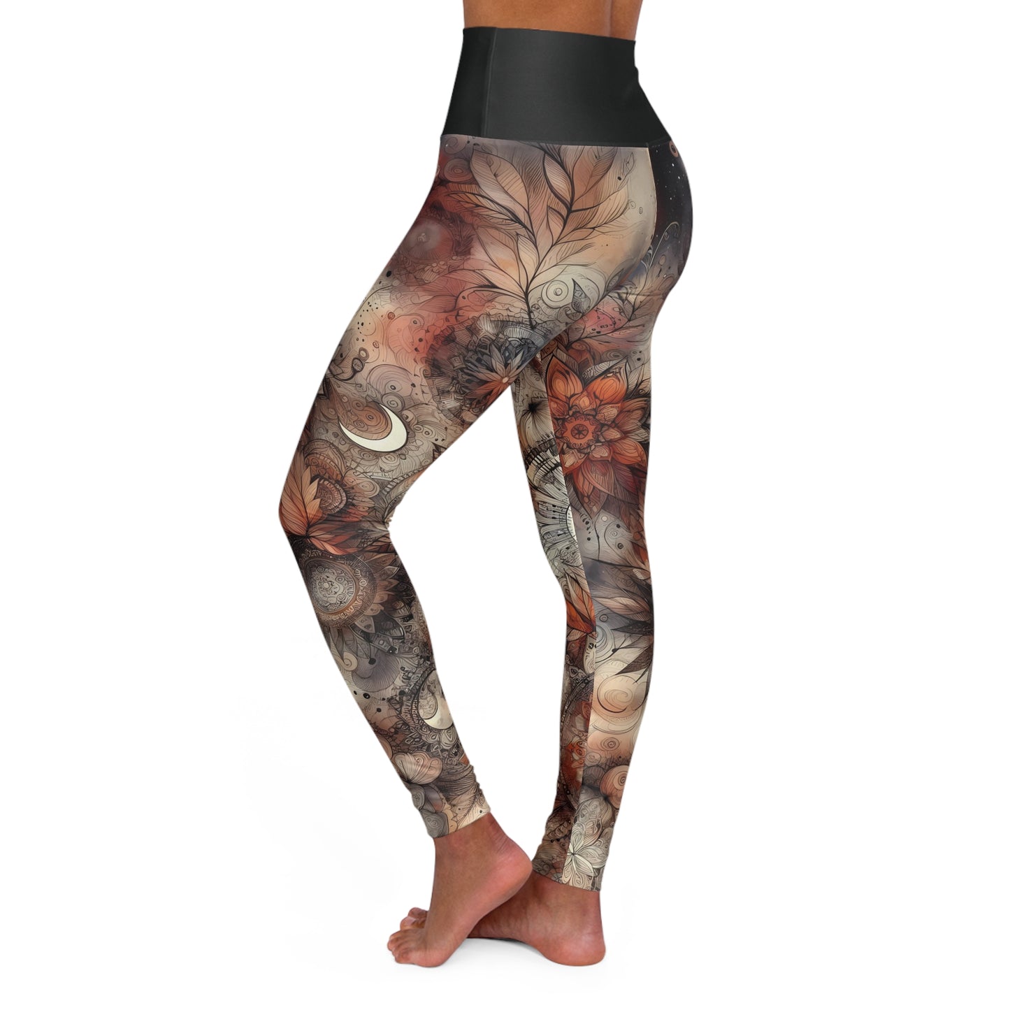 High Waisted Fall Yoga Leggings - Autumn Celestial Magic, XS-2XL