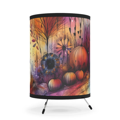 Tripod Lamp - Autumn Whimsical Witch on Golden Path