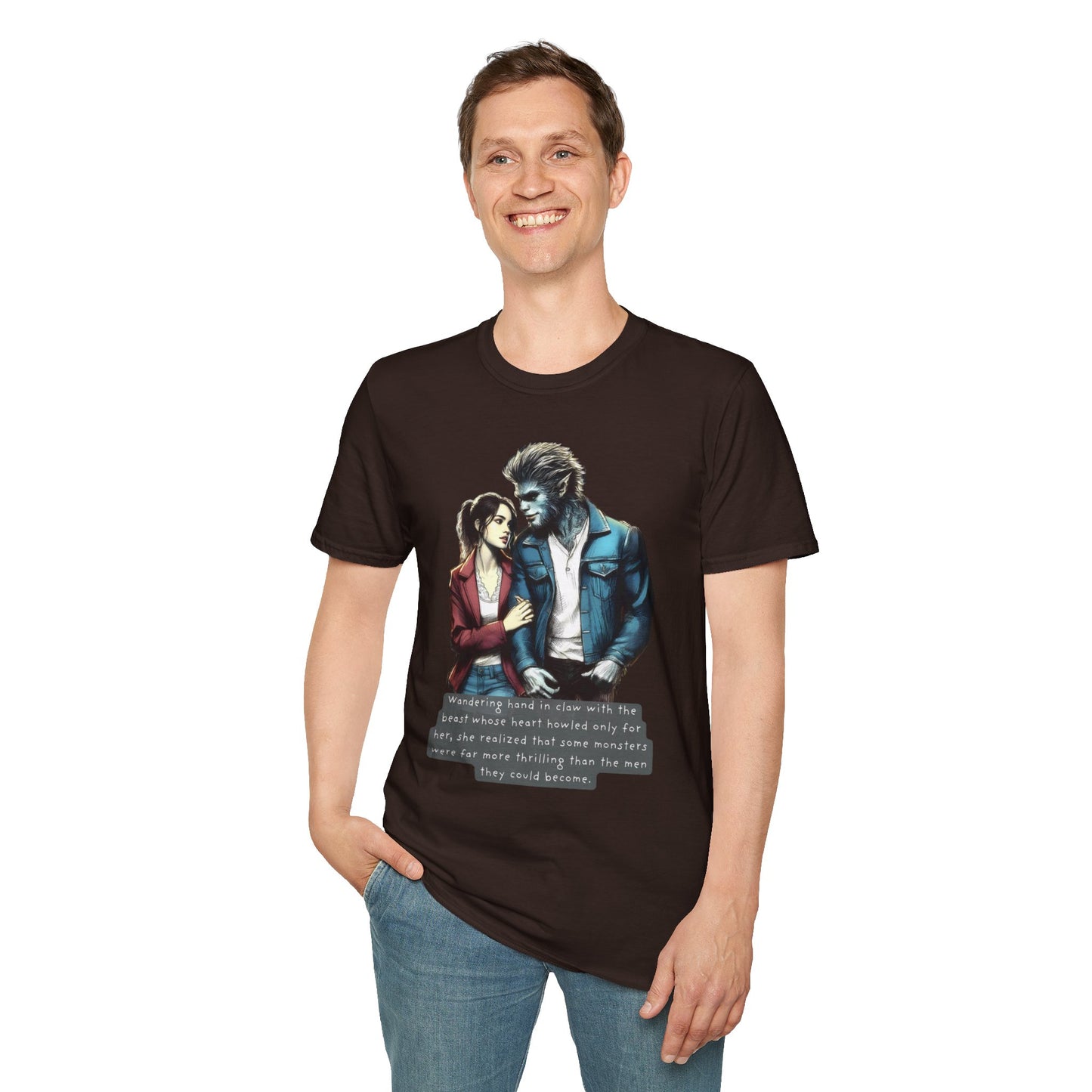 Stroll with a Teenage Werewolf (Beautiful Monsters Collection) - Unisex Softstyle T-Shirt, Multiple Colors Available