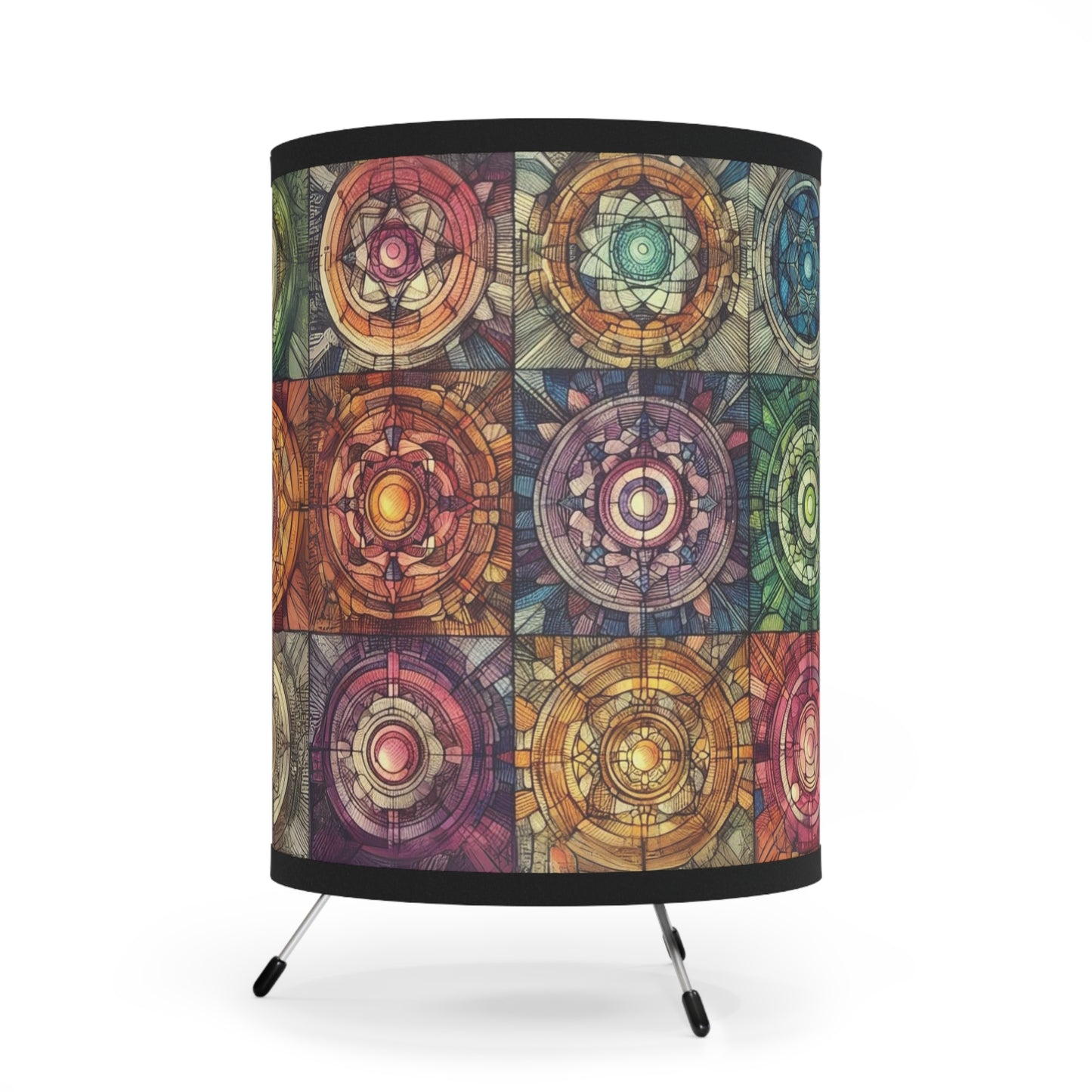 Tripod Table Lamp - Chakra Rainbow Patchwork