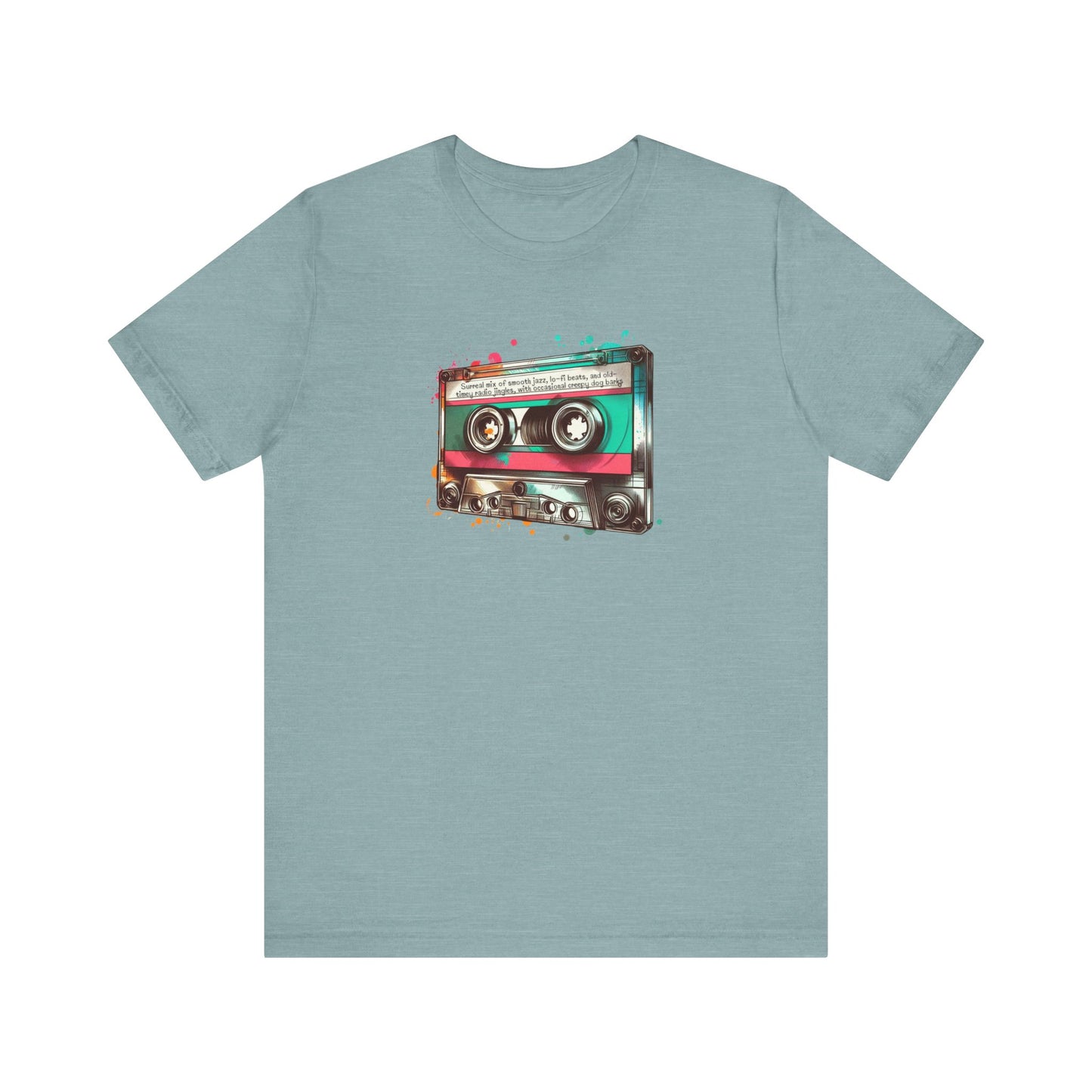 "Surreal Mix of Smooth Jazz, Lo-fi Beats, and Old-Timey Radio Jingles with Occasional Creepy Dog Bark" Mixtape T-shirt - Unisex Jersey Short Sleeve Tee