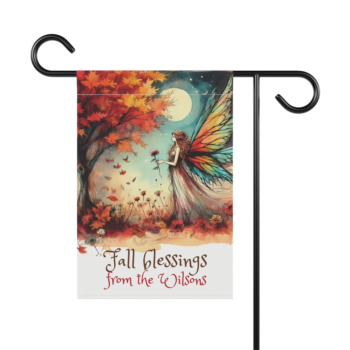 Customizable Garden Flag - Fall Fairy Blessings