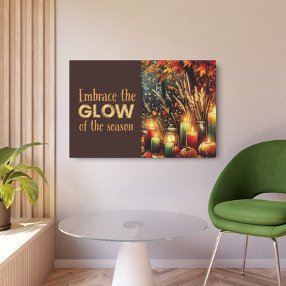 Metal Art Sign - 'Enjoy the Glow of the Season' - Vibrant Home Decor with Candles, Pumpkins, Leaves, Sesaonal Wall Art