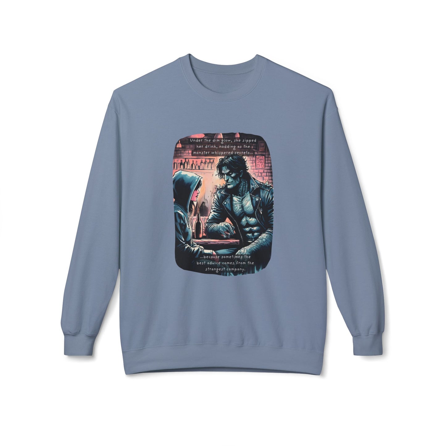 An Unexpected Companion (Beautiful Monsters Collection) - Unisex Midweight Softstyle Fleece Crewneck Sweatshirt, Multiple Colors Available