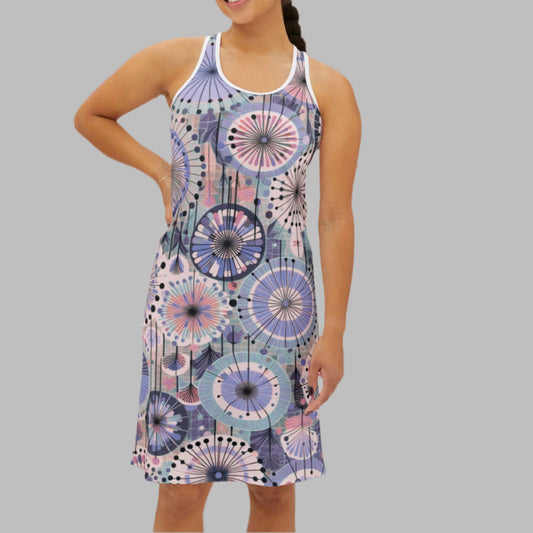 Racerback Dress - Purple Retro Dandelion