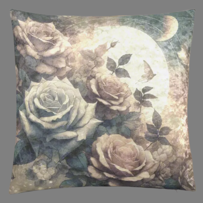 Crushed Velvet Throw Pillow - Celetstial Antique Roses