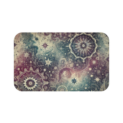 Bath Mat - Galaxy with Vintage Stars in Purple and Teal