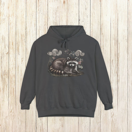 Raccoon & Wildflower Hoodie - Woodland Animal Comfort Colors - Floral Raccoon Sweatshirt - Nature Lover Gift - Cozy Oversized Hoodie