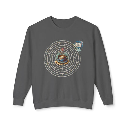 Coffee Quest Maze Sweatshirt - Whimsical Path to Your Daily Brew