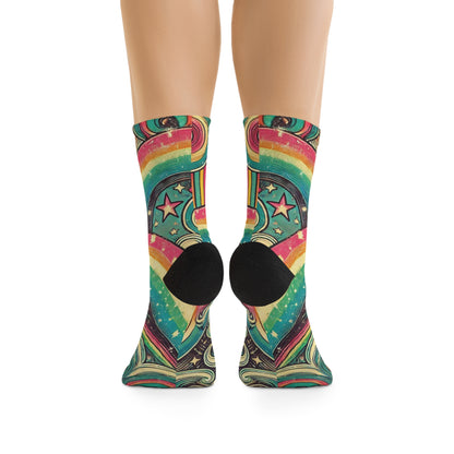 Stretchy Eco-Friendly Socks - Retro Rainbow Swirl, Made from 58% Recycled Fabrics