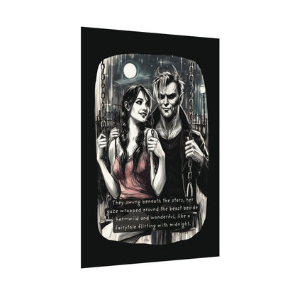 Swing Me to the Moon (Beautiful Monsters Collection) - Textured Watercolor Matte Poster