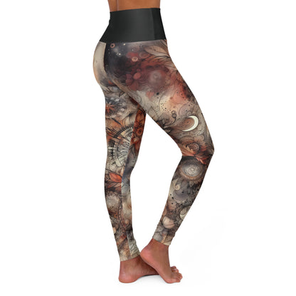 High Waisted Fall Yoga Leggings - Autumn Celestial Magic, XS-2XL