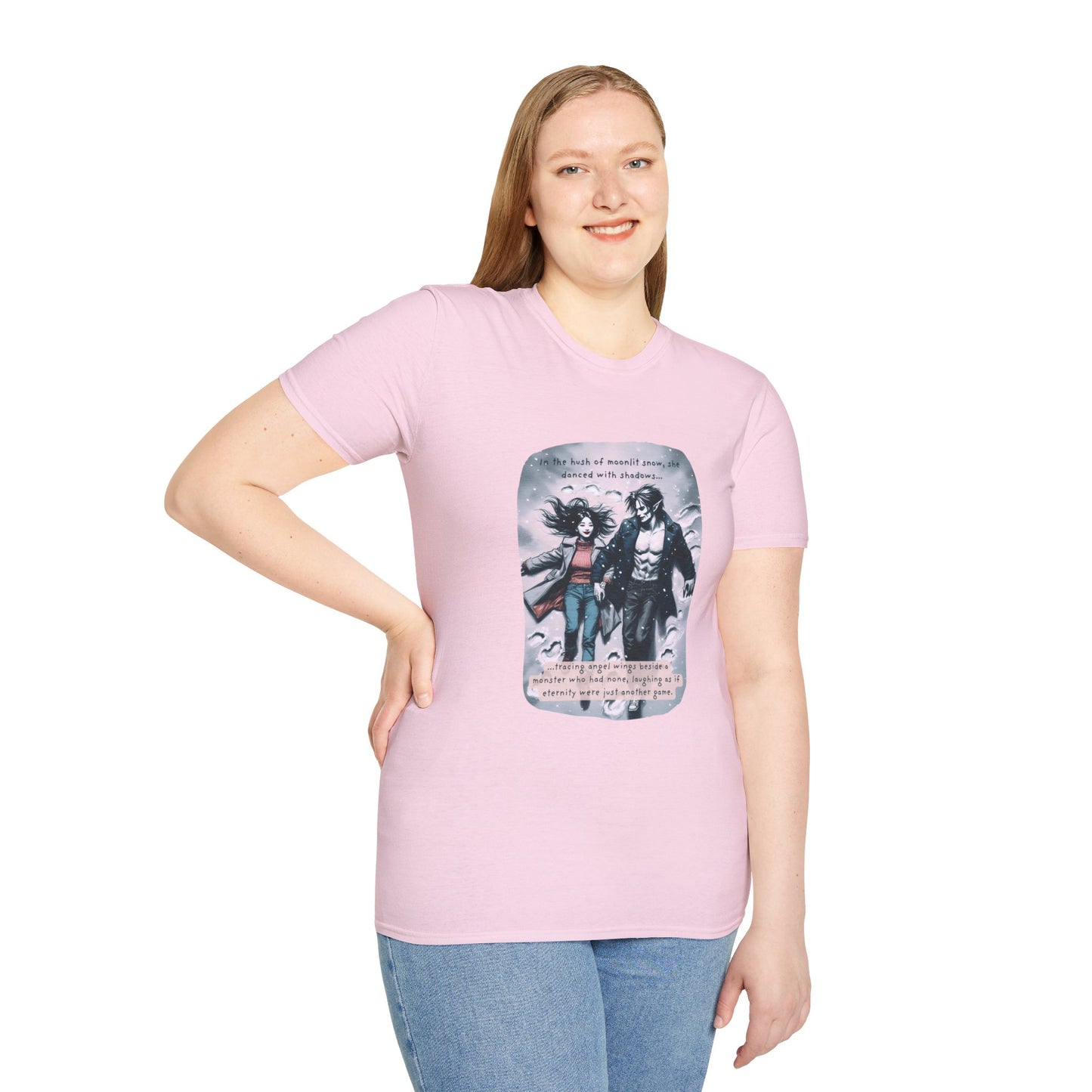 Snow Angels and Shadows (Beautiful Monsters Collection) - Unisex Softstyle T-Shirt, Multiple Colors Available