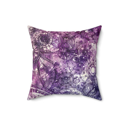 Square Pillow - Vibrant Purple Boho Celestial Mandala