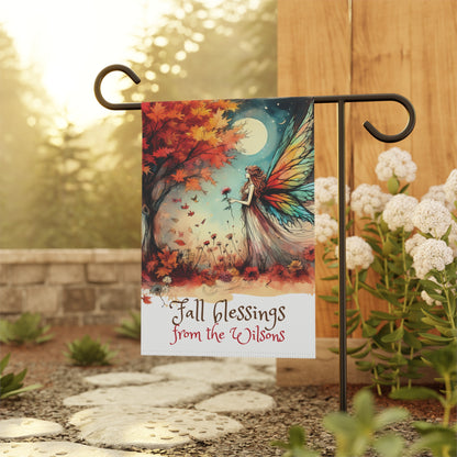 Customizable Garden Flag - Fall Fairy Blessings