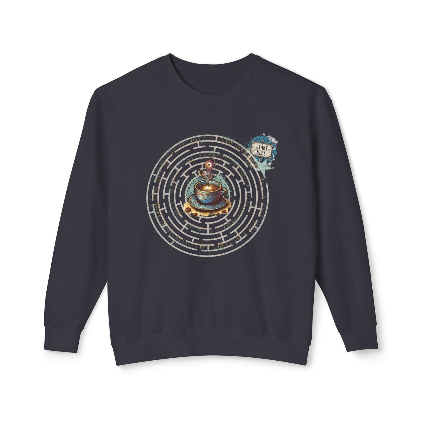 Coffee Quest Maze Sweatshirt - Whimsical Path to Your Daily Brew