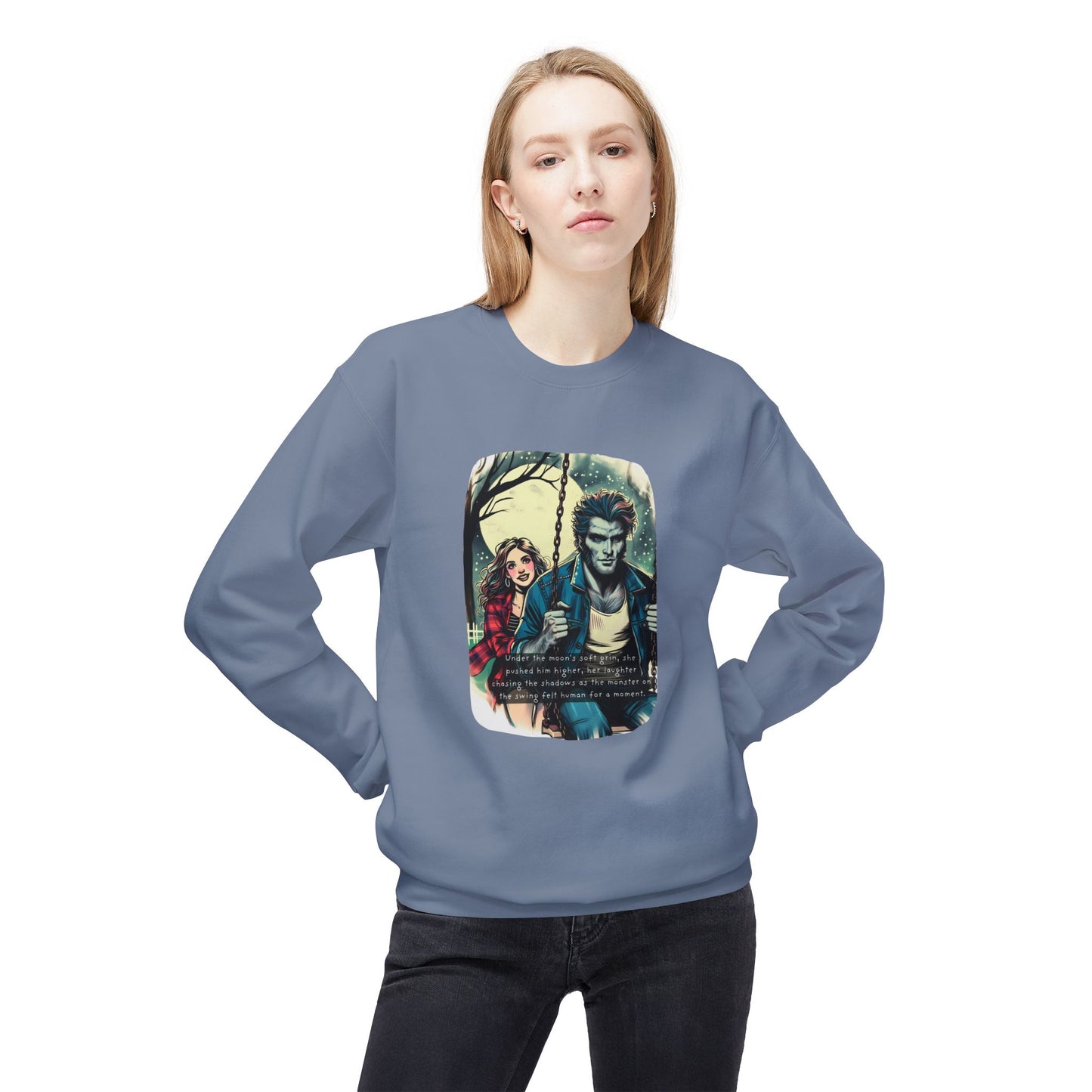 Swing My Furry Sweetheart (Beautiful Monsters Collection) - Unisex Midweight Softstyle Fleece Crewneck Sweatshirt, Multiple Colors Available